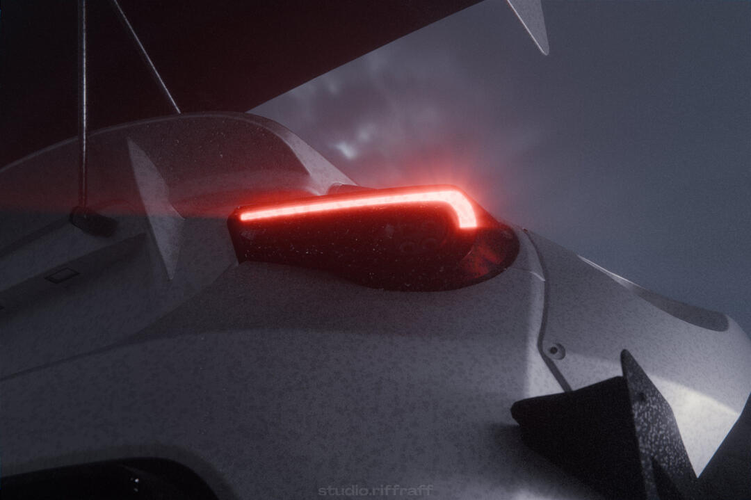A pandem subaru brz in the snowy mountains on an overcast night